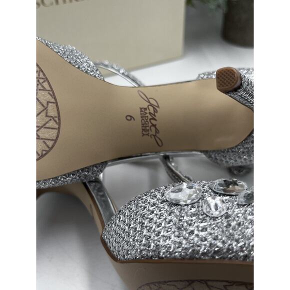 Badgley Mischka Jewel Womens Silver Rhinestone Umay Pointed Toe Stiletto Sz 6 - Picture 6 of 16